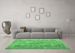 Machine Washable Abstract Emerald Green Contemporary Area Rugs in a Living Room,, wshcon1169emgrn