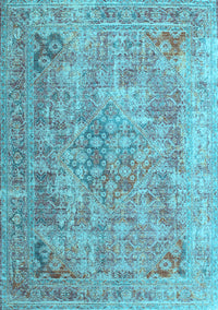 Abstract Light Blue Contemporary Rug, con1169lblu