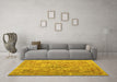 Machine Washable Abstract Yellow Contemporary Rug in a Living Room, wshcon1169yw