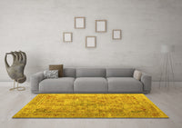 Machine Washable Abstract Yellow Contemporary Rug, wshcon1169yw