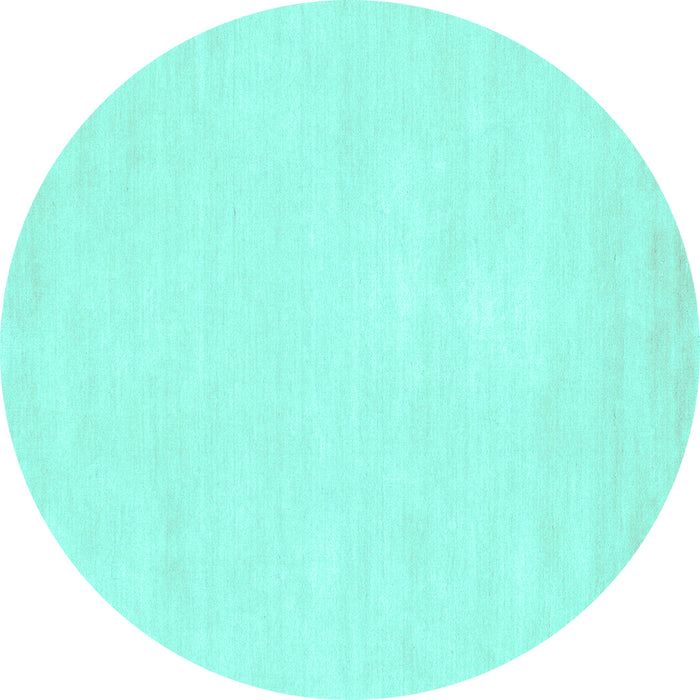 Round Abstract Turquoise Contemporary Rug, con116turq