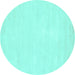 Round Abstract Turquoise Contemporary Rug, con116turq