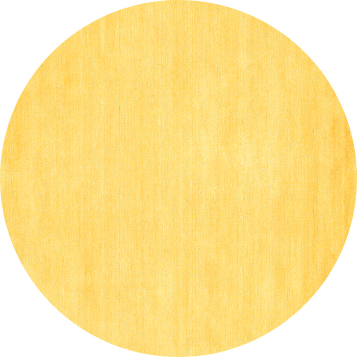 Round Machine Washable Abstract Yellow Contemporary Rug, wshcon116yw