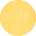 Round Machine Washable Abstract Yellow Contemporary Rug, wshcon116yw