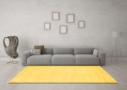 Machine Washable Abstract Yellow Contemporary Rug in a Living Room, wshcon116yw