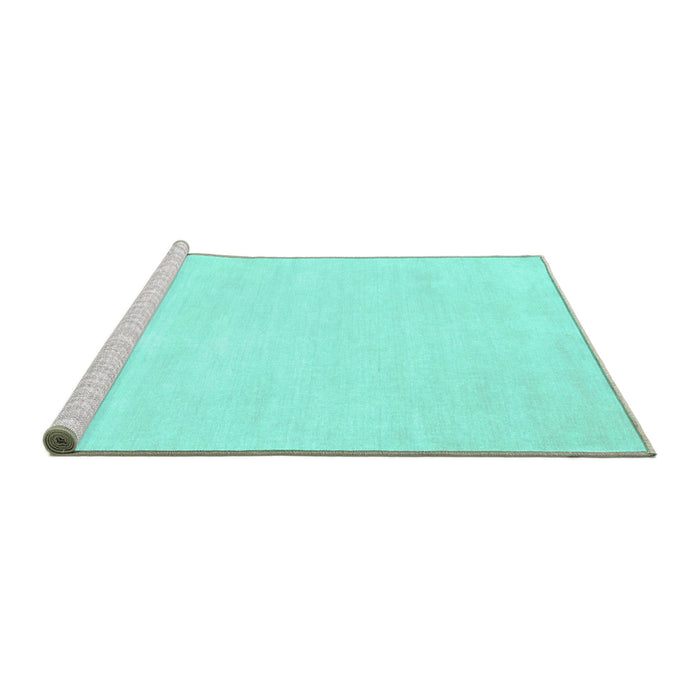 Sideview of Machine Washable Abstract Turquoise Contemporary Area Rugs, wshcon116turq