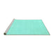 Sideview of Machine Washable Abstract Turquoise Contemporary Area Rugs, wshcon116turq