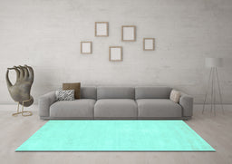 Machine Washable Abstract Turquoise Contemporary Area Rugs in a Living Room,, wshcon116turq