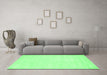 Machine Washable Abstract Emerald Green Contemporary Area Rugs in a Living Room,, wshcon116emgrn