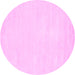 Round Abstract Pink Contemporary Rug, con116pnk