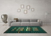 Machine Washable Abstract Turquoise Contemporary Area Rugs in a Living Room,, wshcon1170turq