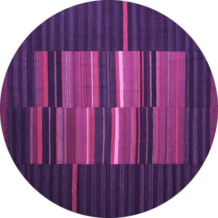 Round Machine Washable Abstract Purple Contemporary Area Rugs, wshcon1170pur