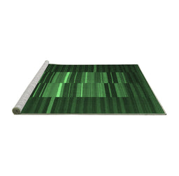 Sideview of Machine Washable Abstract Emerald Green Contemporary Area Rugs, wshcon1170emgrn