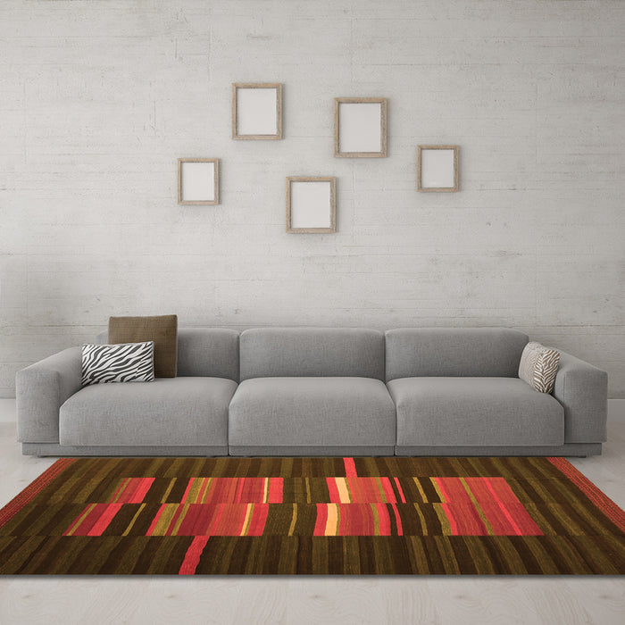 Machine Washable Abstract Orange Contemporary Area Rugs in a Living Room, wshcon1170org