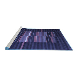 Sideview of Machine Washable Abstract Blue Contemporary Rug, wshcon1170blu
