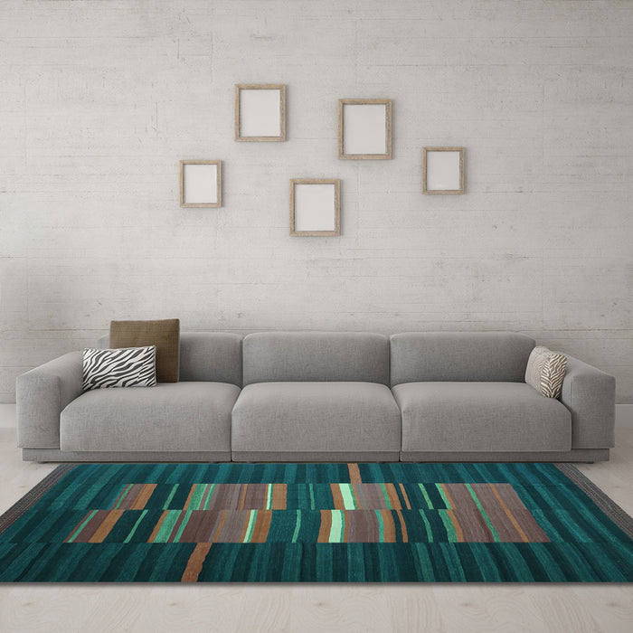 Machine Washable Abstract Light Blue Contemporary Rug in a Living Room, wshcon1170lblu