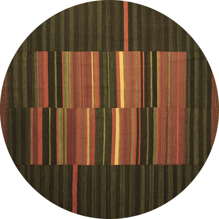 Round Machine Washable Abstract Brown Contemporary Rug, wshcon1170brn