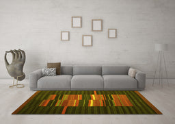 Machine Washable Abstract Yellow Contemporary Rug in a Living Room, wshcon1170yw