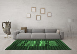 Machine Washable Abstract Emerald Green Contemporary Area Rugs in a Living Room,, wshcon1170emgrn