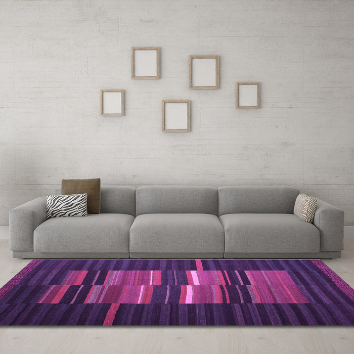 Machine Washable Abstract Purple Contemporary Area Rugs in a Living Room, wshcon1170pur