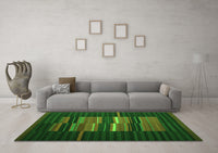 Machine Washable Abstract Green Contemporary Rug, wshcon1170grn