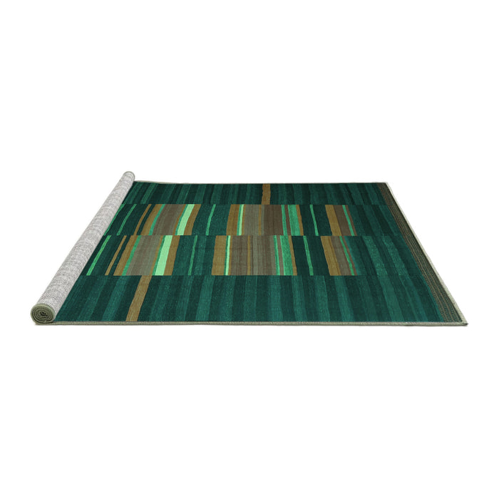 Sideview of Machine Washable Abstract Turquoise Contemporary Area Rugs, wshcon1170turq