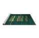 Sideview of Machine Washable Abstract Turquoise Contemporary Area Rugs, wshcon1170turq