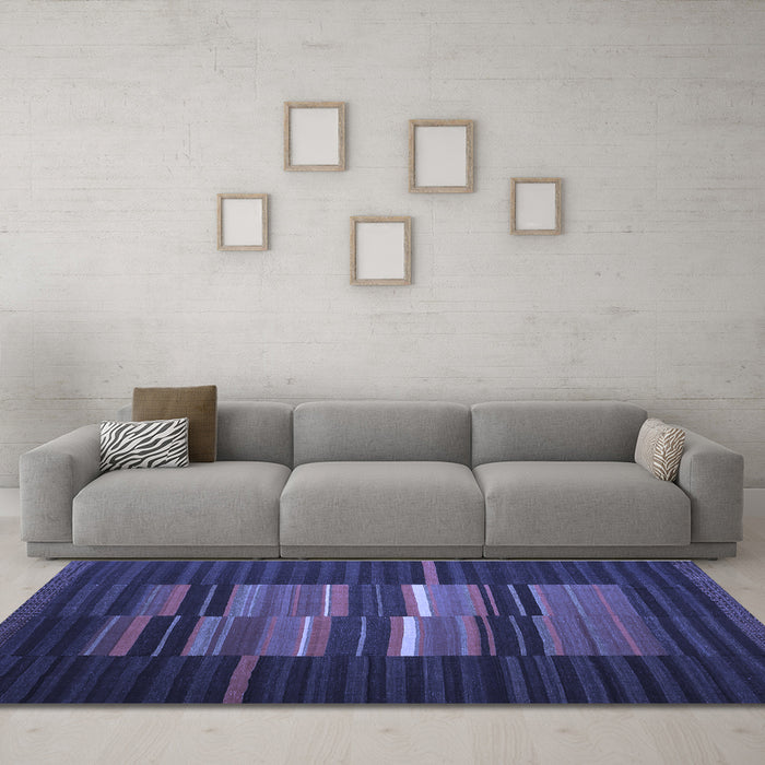 Machine Washable Abstract Blue Contemporary Rug in a Living Room, wshcon1170blu