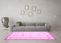 Machine Washable Solid Pink Modern Rug, wshcon1171pnk