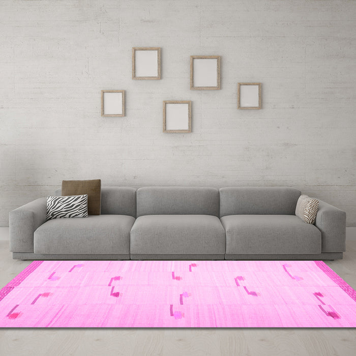 Machine Washable Solid Pink Modern Rug in a Living Room, wshcon1171pnk