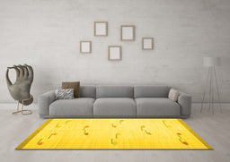 Machine Washable Solid Yellow Modern Rug in a Living Room, wshcon1171yw