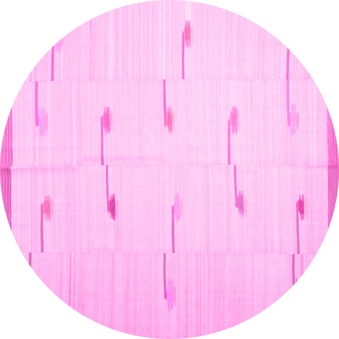 Round Machine Washable Solid Pink Modern Rug, wshcon1171pnk