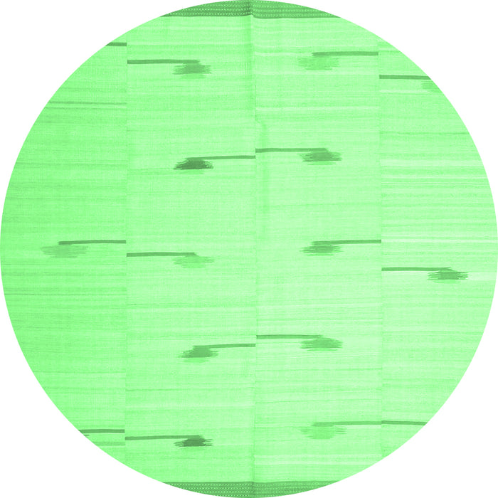 Round Machine Washable Solid Emerald Green Modern Area Rugs, wshcon1171emgrn