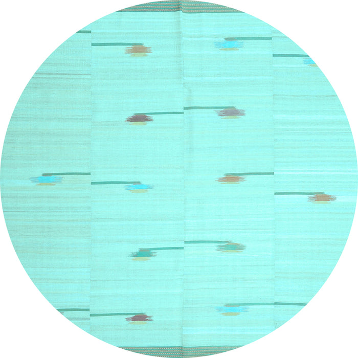 Round Machine Washable Solid Light Blue Modern Rug, wshcon1171lblu