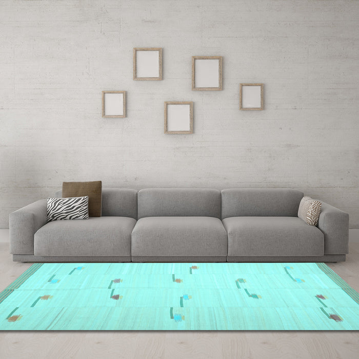 Machine Washable Solid Light Blue Modern Rug in a Living Room, wshcon1171lblu