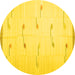 Round Machine Washable Solid Yellow Modern Rug, wshcon1171yw