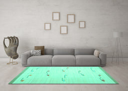 Machine Washable Solid Turquoise Modern Area Rugs in a Living Room,, wshcon1171turq