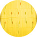 Round Solid Yellow Modern Rug, con1171yw