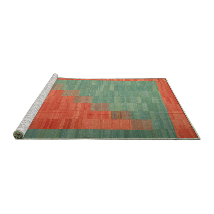 Serging Thickness of Machine Washable Contemporary Green Rug, wshcon1172