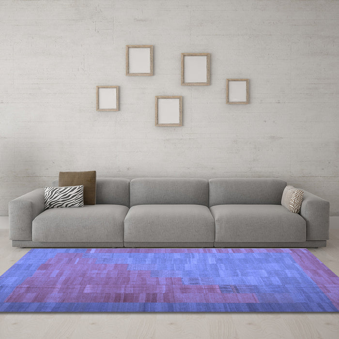Machine Washable Abstract Blue Contemporary Rug in a Living Room, wshcon1172blu