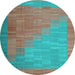 Round Abstract Light Blue Contemporary Rug, con1172lblu