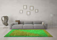 Machine Washable Abstract Green Contemporary Rug, wshcon1172grn