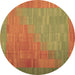 Round Machine Washable Abstract Brown Contemporary Rug, wshcon1172brn