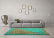 Machine Washable Abstract Turquoise Contemporary Area Rugs in a Living Room,, wshcon1172turq