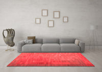 Machine Washable Abstract Red Contemporary Rug, wshcon1172red