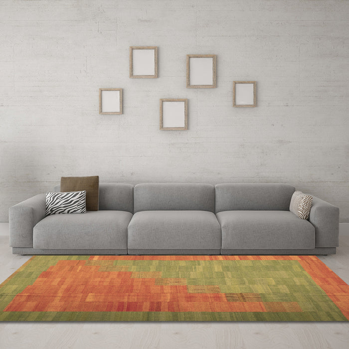 Machine Washable Abstract Brown Contemporary Rug in a Living Room,, wshcon1172brn