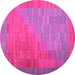 Round Abstract Pink Contemporary Rug, con1172pnk