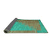 Sideview of Abstract Turquoise Contemporary Rug, con1172turq