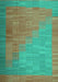 Machine Washable Abstract Turquoise Contemporary Area Rugs, wshcon1172turq