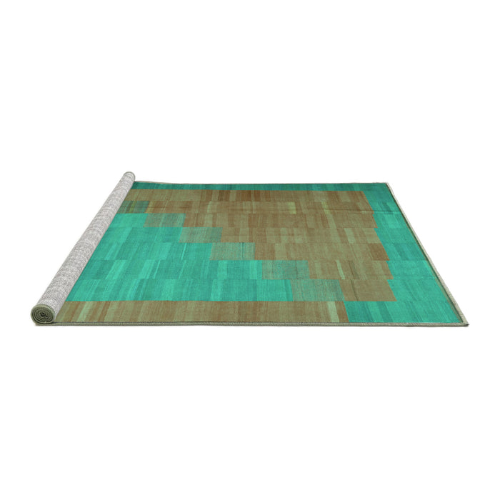 Sideview of Machine Washable Abstract Turquoise Contemporary Area Rugs, wshcon1172turq